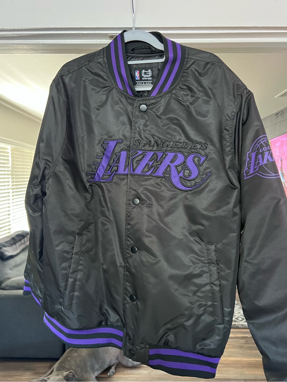 NBA Ultra Game Los Angeles Lakers Black & Purple Satin Bomber Jacket